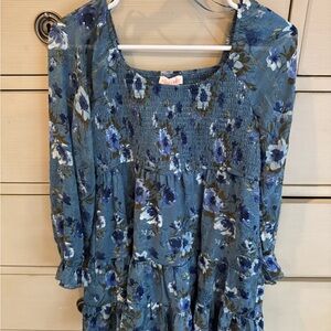 Fall Floral Blue Girl’s Dress